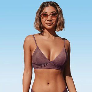 Swimsuit Ribbed Triangle Bikini Top - Cupshe
